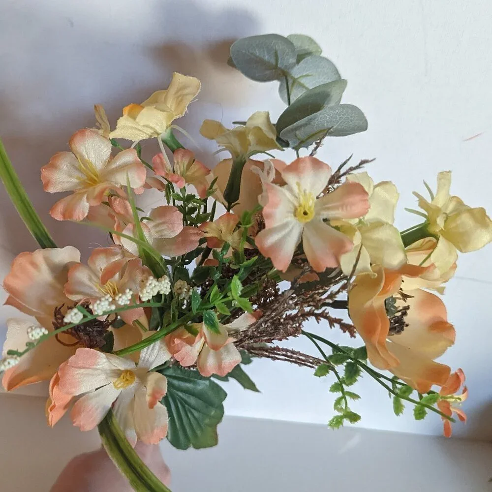 NWT Rustic Farmhouse Faux Floral Poppy Wildflowers Bouquet Wedding Summer Decor